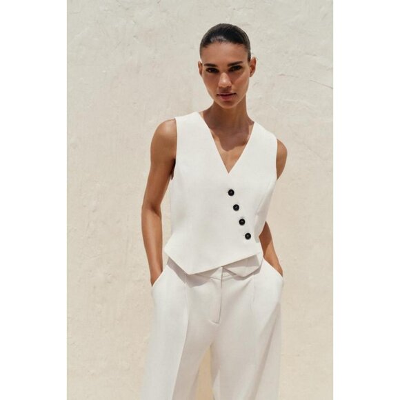 ZARA WIDE WAISTCOAT JUMPSUIT - Picture 4 of 10